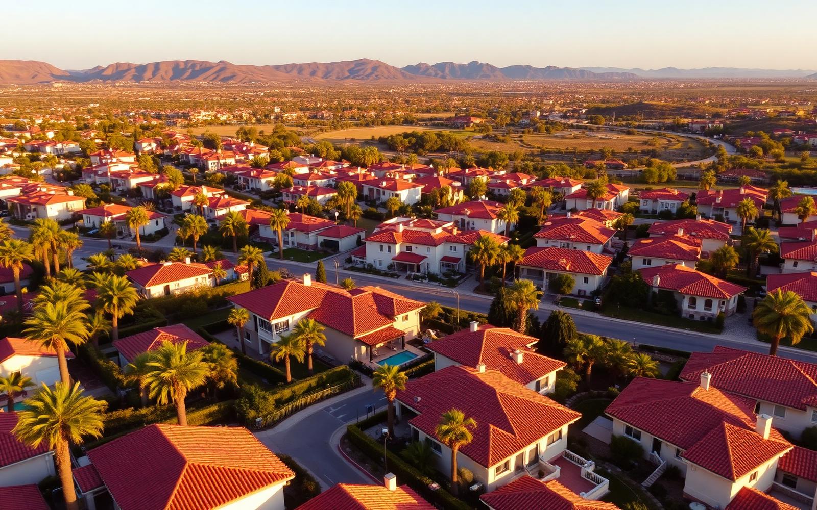 Vista aérea de La Eliana, Valencia, con villas y palmeras